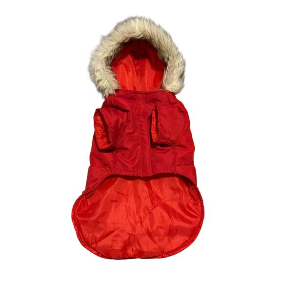 American Dog Outfitters Red Jacket with Fur Hoodie Size S - Picture 3 of 5